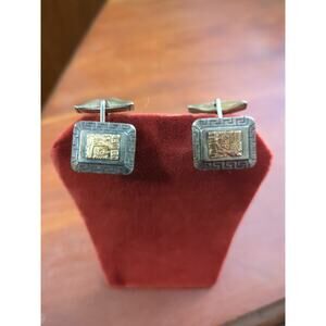 Vintage Peruvian Silver And Gold Cuff Links